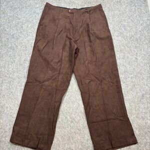 Insearch Pants Men's Size 38 Chocolate Brown Pleated Front Cuff Trouser Workwear
